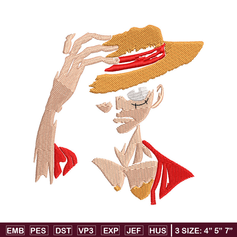 Monkey D. Luffy embroidery design, One Piece embroidery, embroidery file, anime design, anime shirt, Digital download.jpg