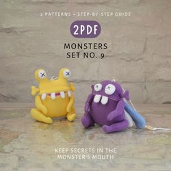 Monsters SET No. 9: Cute Toys Sewing Patterns and DIY Tutorial - Instant Download - Digital Pattern.