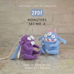 Monsters SET No. 8: PDF Edition. Cute Toys Sewing Patterns and DIY Tutorial. Instant Download. Digital Pattern.