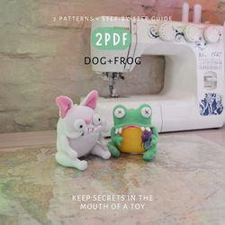 Dog and Frog: A Set of Two PDFs with Cute Sewing Patterns and DIY Tutorials. Instant Download: Digital Patterns.