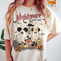 comfort colors mickey minnie ghost halloween shirt, nightmare on main street halloween shirt, spooky season shirt, hallo