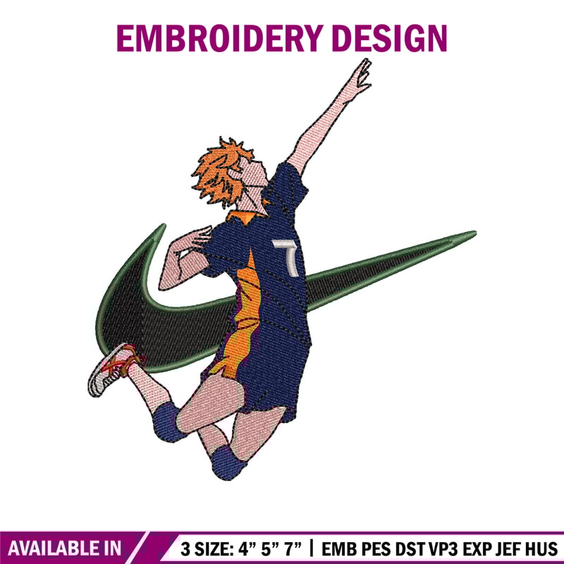 Hinata x nike embroidery design, Haikyuu embroidery, Nike design, Embroidery shirt, Embroidery file, Digital download.jpg