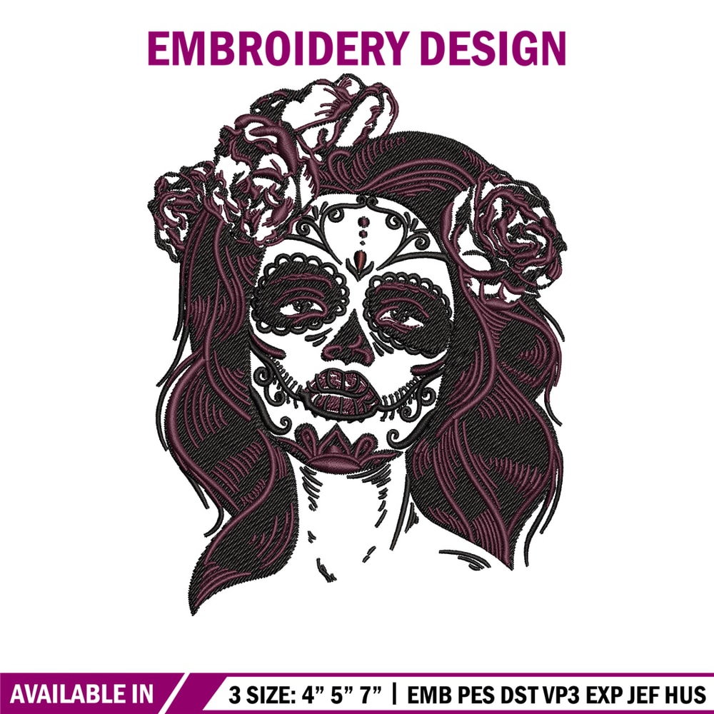 Horror girl embroidery design, Horror embroidery, Embroidery file, Embroidery shirt, Emb design, Digital download.jpg