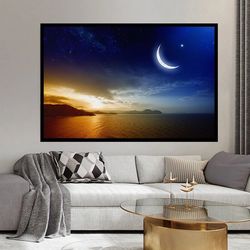 Night Landscape Wall Art, Night Landscape Poster Print, Art Nature Home Decor, Nature Art Print On Canvas, Ready To Hang