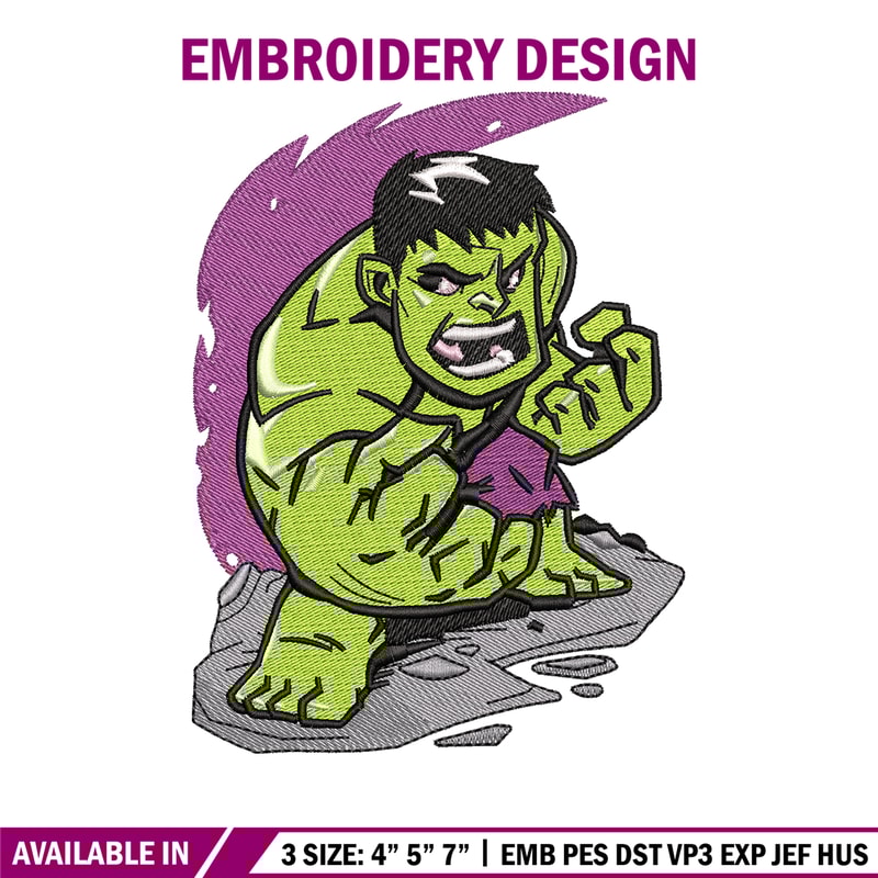 Hulk chibi embroidery design, Hulk chibi embroidery, movie design, Embroidery file, movie shirt, Digital download..jpg