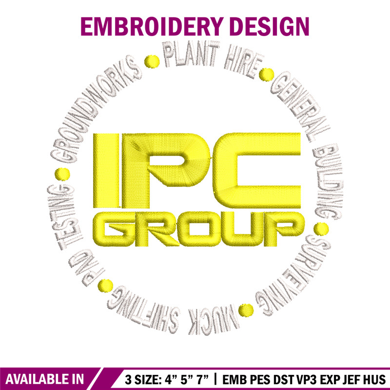 IPC Group logo embroidery design, IPC Group embroidery, logo design, logo shirt, Embroidery file, Instant download.jpg