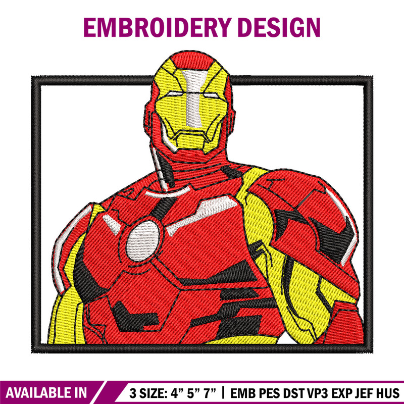 Iron man embroidery design, Marvel embroidery, Anime design, Embroidery shirt, Embroidery file,Digital download.jpg