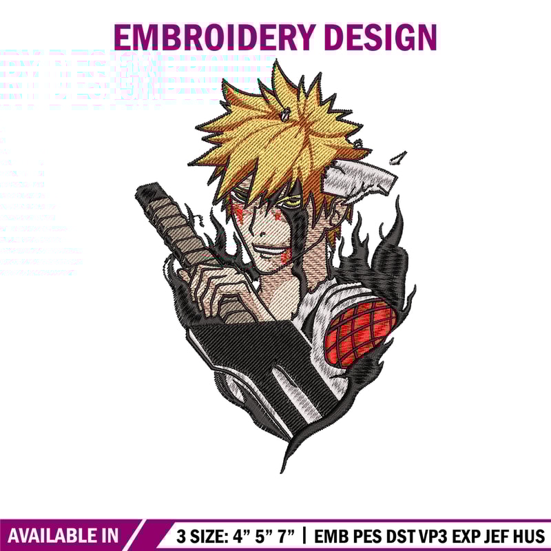 Ichigo kurosaki embroidery design, Bleach embroidery, embroidery file, anime design, anime shirt, Digital download.jpg