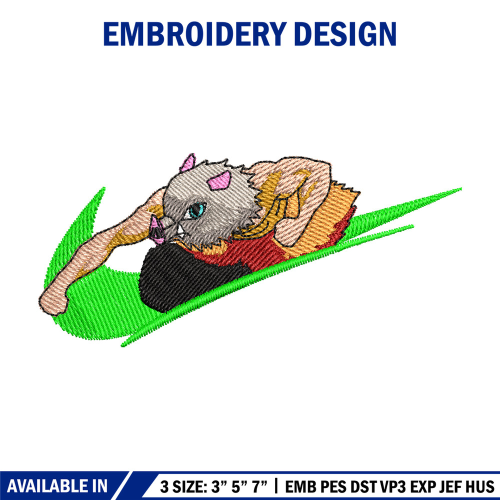 Inosuke Nike embroidery design, Kimetsu no Yaiba embroidery, Nike design, anime design, anime shirt, Digital download.jpg