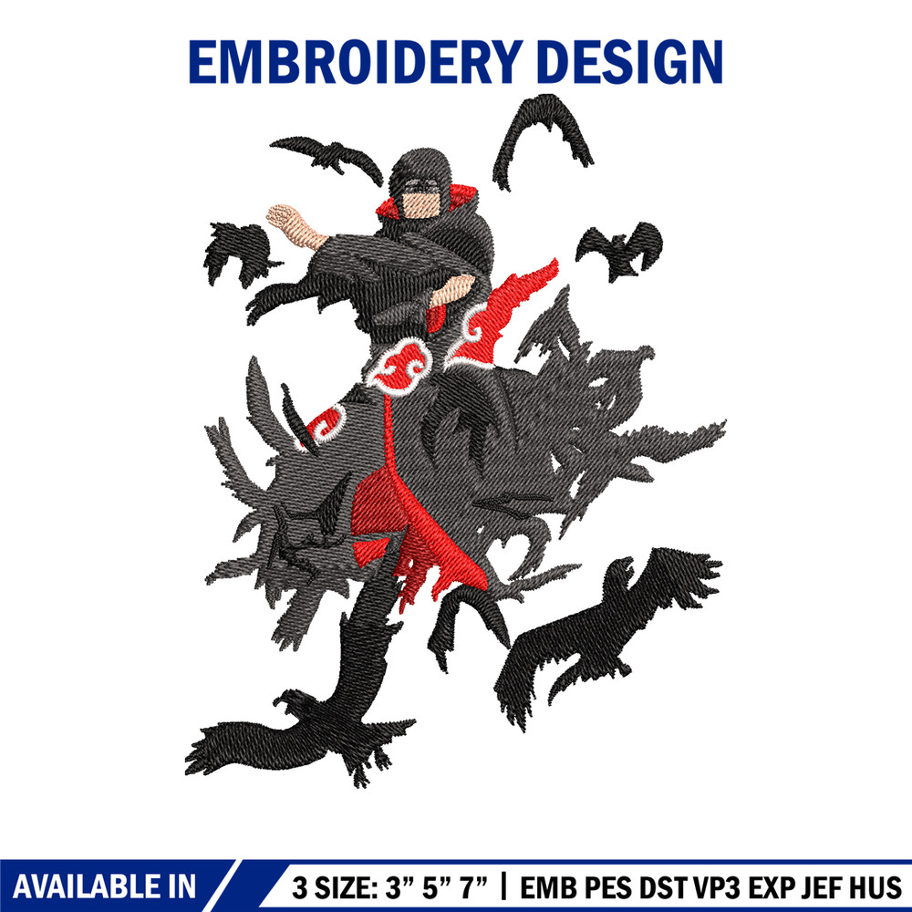 Itachi crow embroidery design, Naruto embroidery, embroidery file, anime design, anime shirt, Digital download.jpg