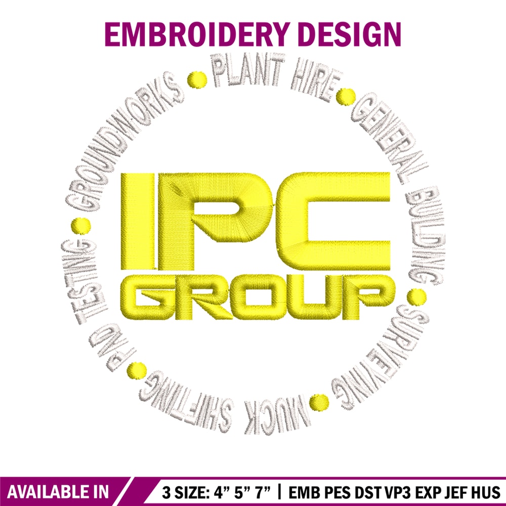 IPC Group logo embroidery design, IPC Group embroidery, logo design, logo shirt, Embroidery file, Instant download.jpg