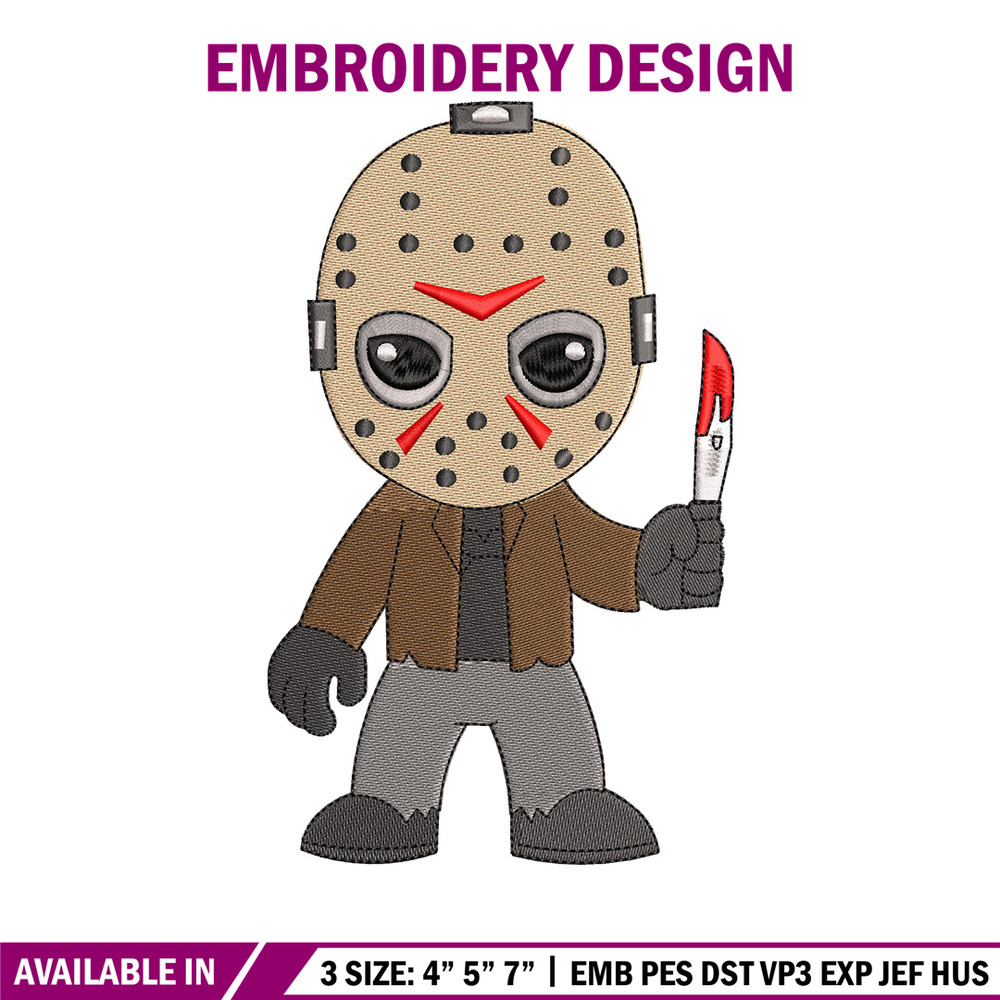 Jason Voorhees embroidery design, Horror embroidery, Embroidery file, Embroidery shirt, Emb design, Digital download.jpg
