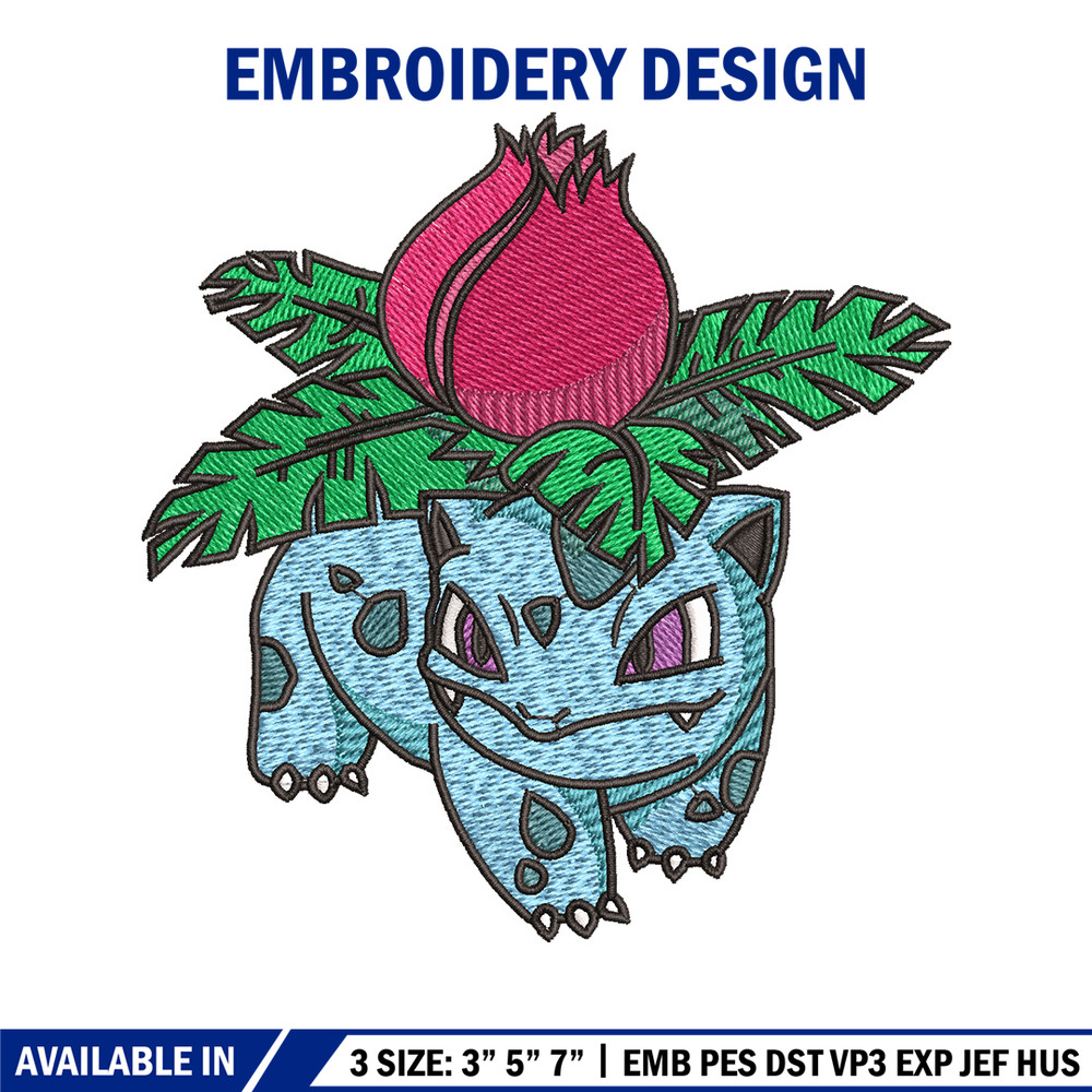 Ivysaur embroidery design, Pokemon embroidery, Anime design, Embroidery shirt, Embroidery file, Digital download.jpg