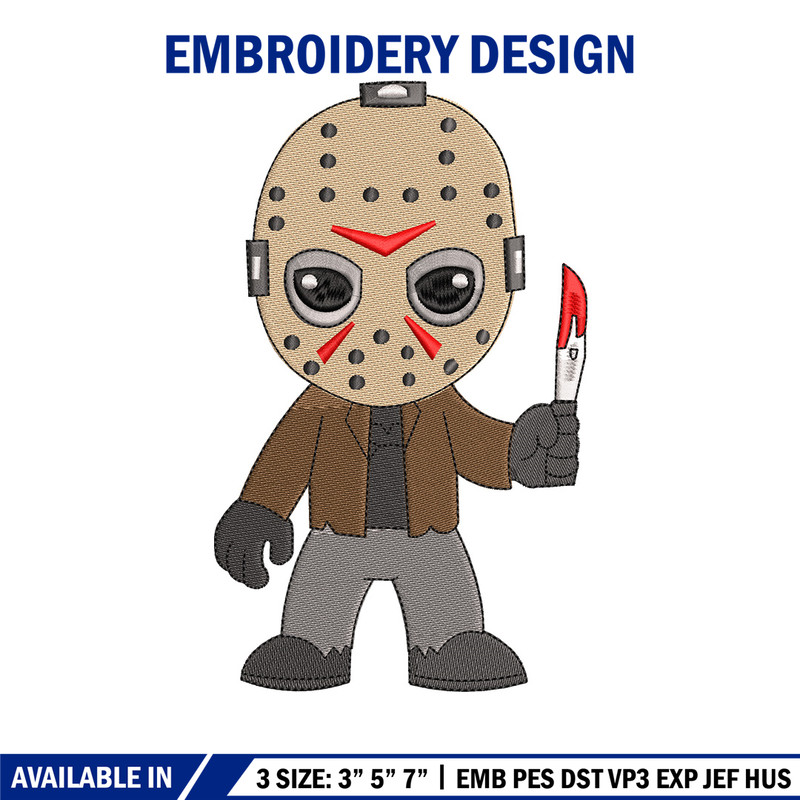 Jason Voorhees embroidery design, Horror embroidery, Embroidery file, Embroidery shirt, Emb design, Digital download.jpg