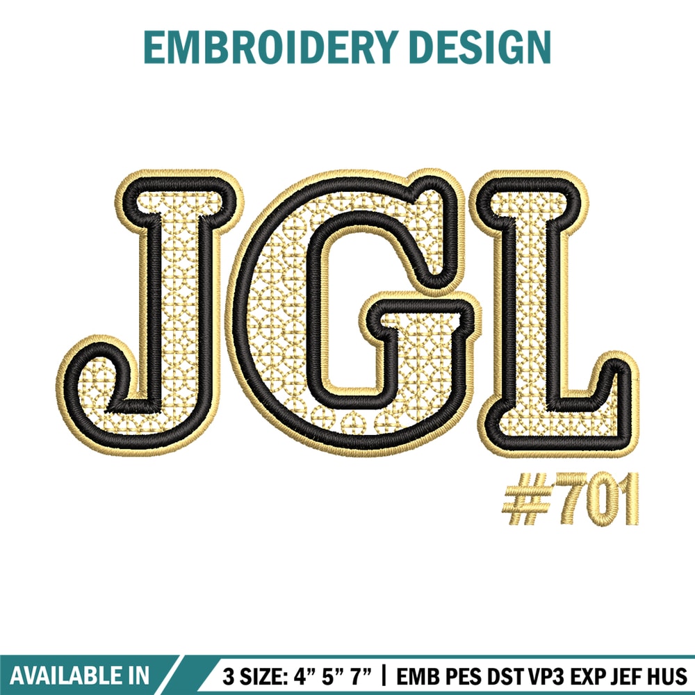 JGL logo embroidery design, JGL logo embroidery, logo design, logo shirt, Embroidery file, Instant download.jpg