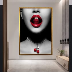 women's red lips canvas print ,women art wall decor ,home decor ,office decor ,ready to hang canvas print ,home gift