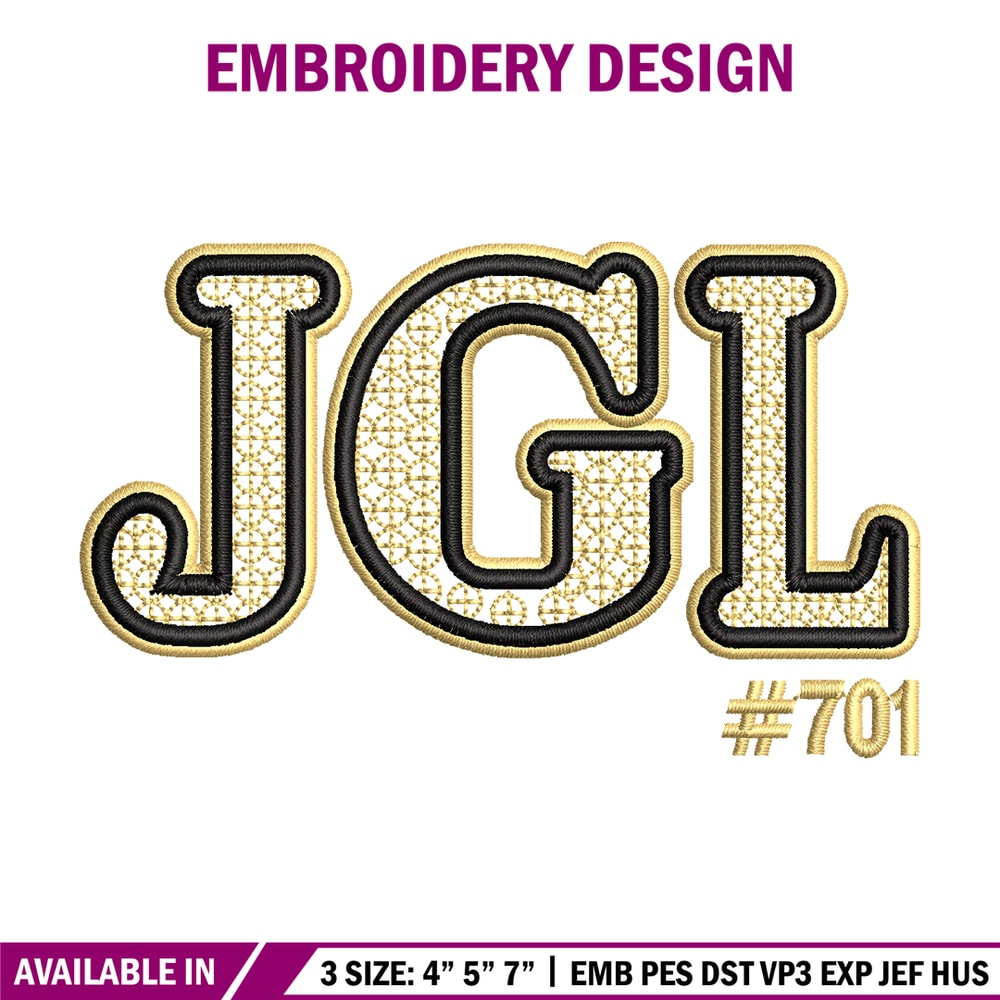 JGL logo embroidery design, JGL logo embroidery, logo design, logo shirt, Embroidery file, Instant download.jpg