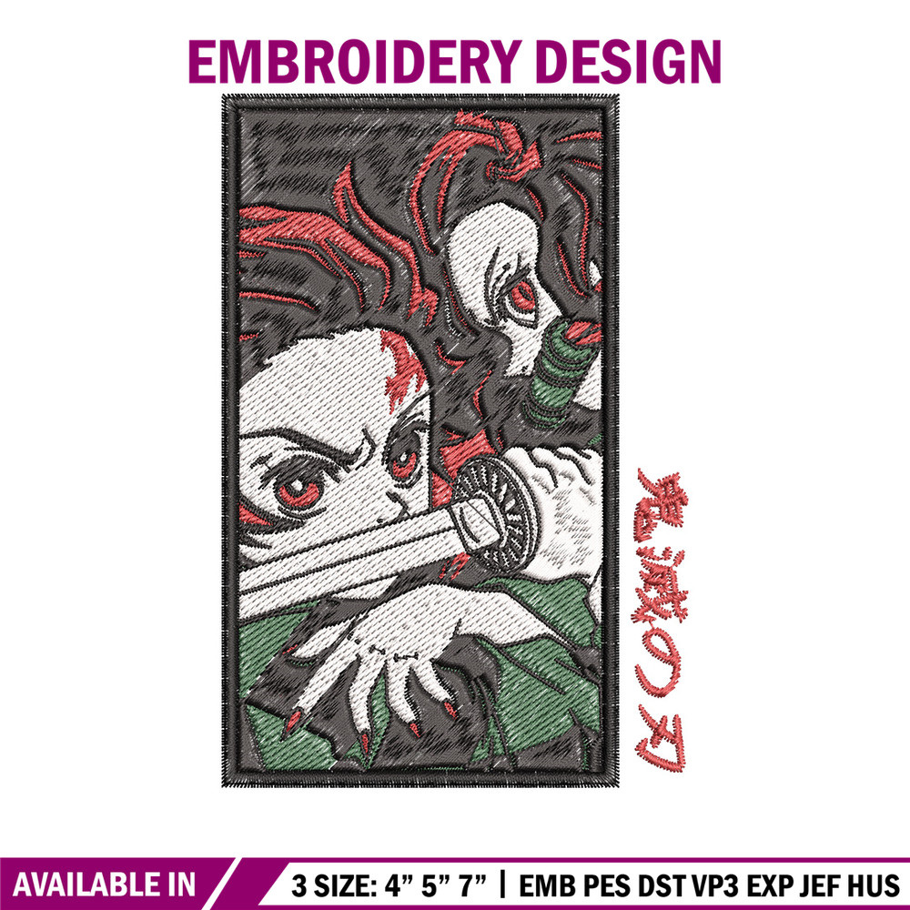 Kamado family embroidery design, Tanjiro embroidery, Embroidery shirt, Embroidery file, Anime design,Digital download.jpg