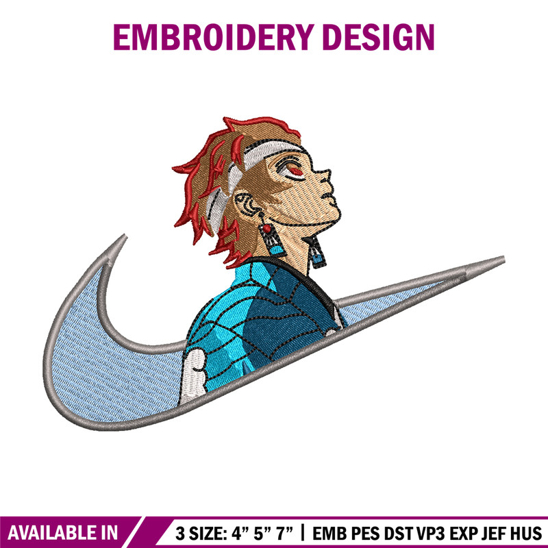 Kamado Tanjiro Nike embroidery design, Kimetsu no Yaiba embroidery, Nike design, anime design, Digital download.jpg