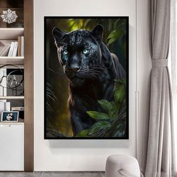 black panther canvas wall art, black panther canvas print, panther printed home decor, black panther decor, ready to han