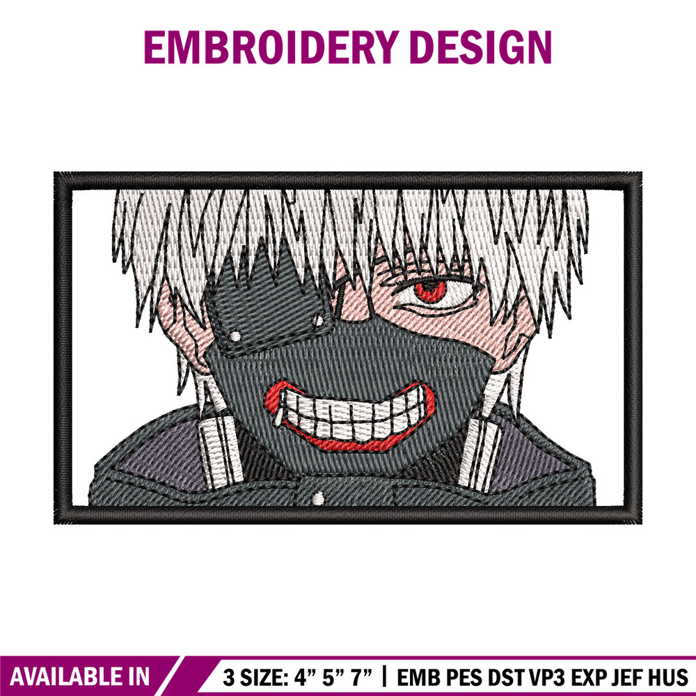Ken kaneki embroidery design, Kaneki embroidery, Embroidery shirt, Embroidery file, Anime design, Digital download.jpg