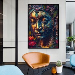 buddha print wall art, asian wall art, buddha wall art, buddha canvas print, buddha poster, living room home decoration