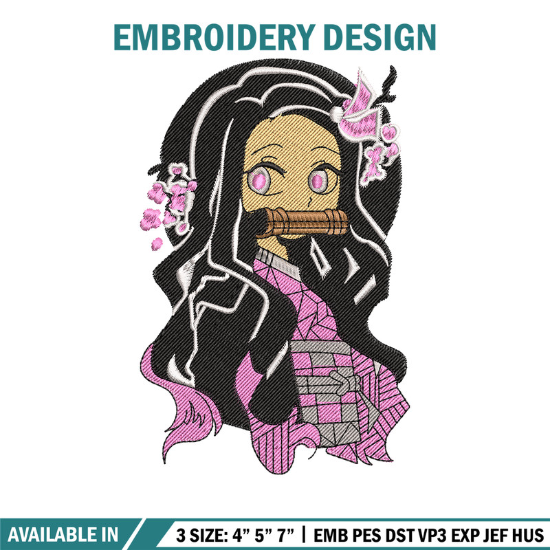 Kamado Nezuko embroidery design, Kimetsu no Yaiba embroidery, embroidery file, anime design, anime shirt, Digital download.jpg