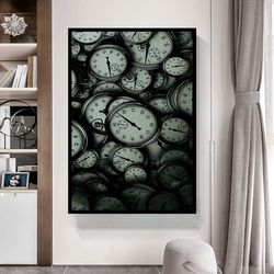 large vintage clocks canvas wall art, clock hands wall art,clocks old vintage canvas print,modern decor,canvas print rea