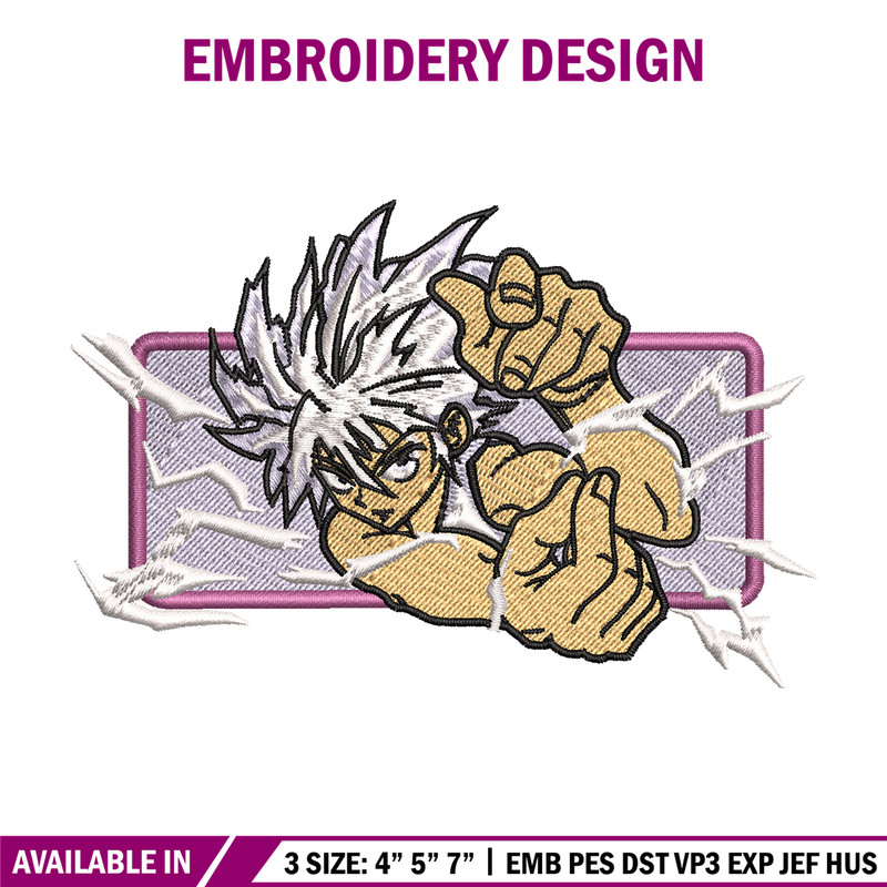 Killua zoldyck embroidery design, hunter x hunter embroidery, anime design, anime shirt, Digital download.jpg