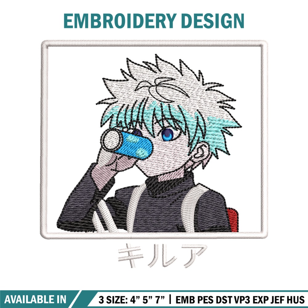 Killua embroidery design, hunter x hunter embroidery, anime design, logo design, anime shirt, Digital download..jpg