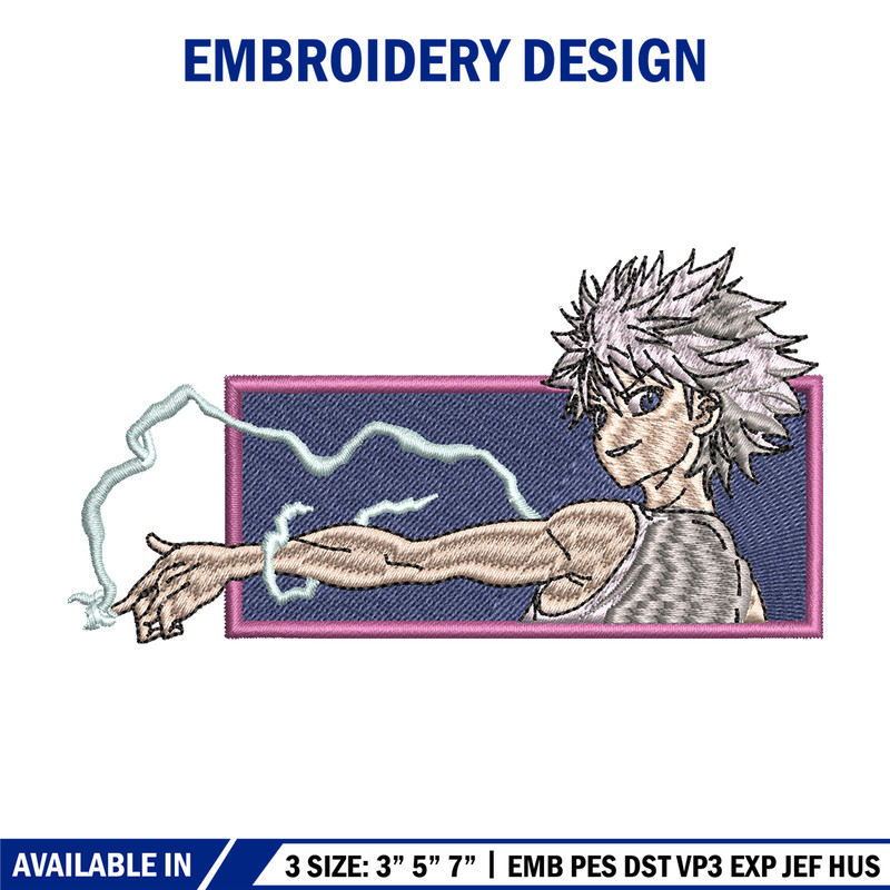 Killua lightning embroidery design, hunter x hunterr embroidery, embroidery file, anime design, Digital download.jpg