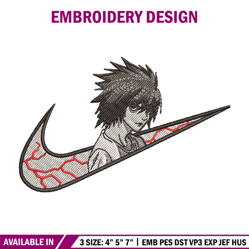 L x nike embroidery design, Death note embroidery, Nike design, Embroidery shirt, Embroidery file, Digital download.jpg