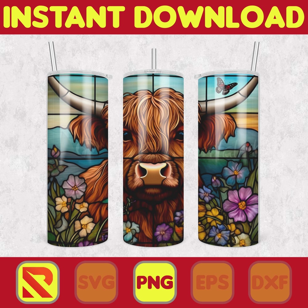 Highland Cow Tumbler Wrap, Western 20 oz Skinny Tumbler Sublimation Design, Custom Name Personalised Tumbler Wrap Designs PNG (64).jpg
