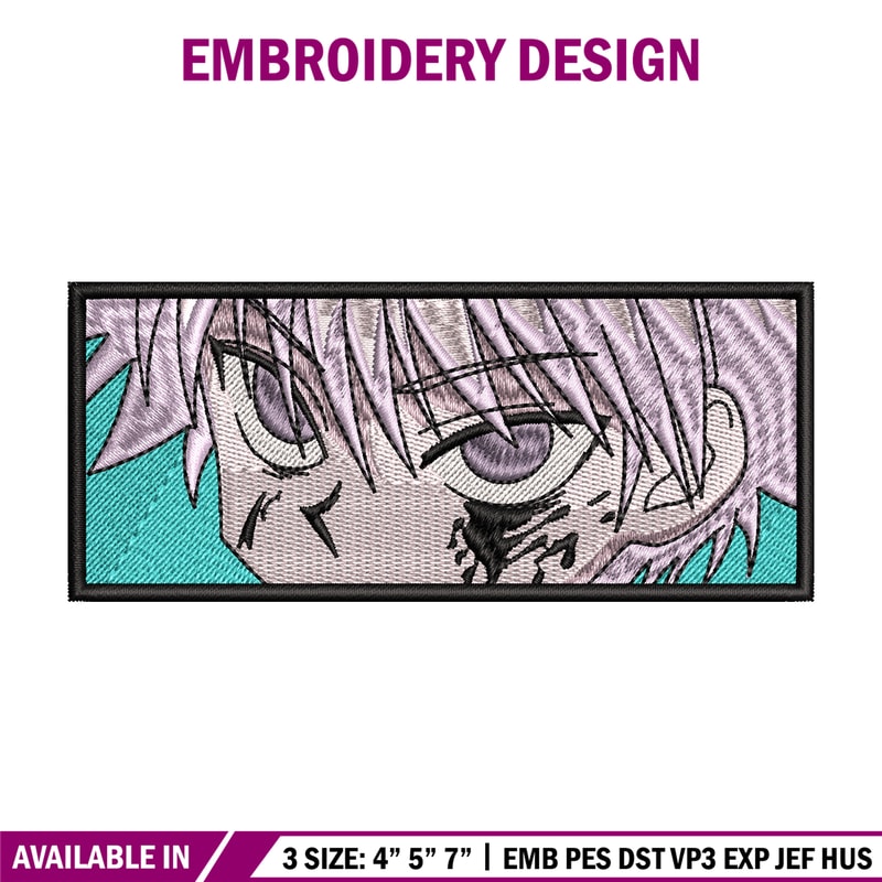 Killua eyes embroidery design, hunter x hunter embroidery, logo design, anime design, anime shirt, Digital download.jpg