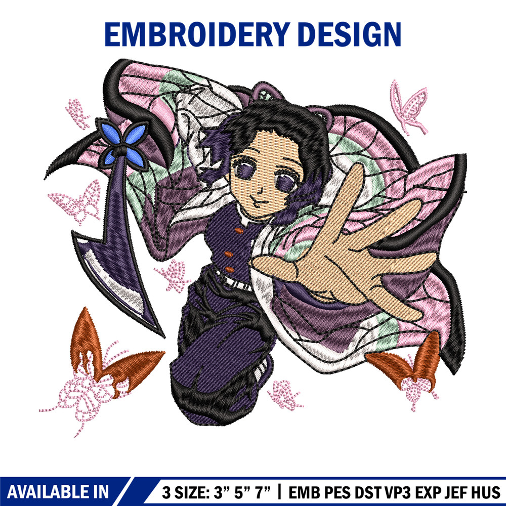 Kochou Shinobu embroidery design, Kimetsu no Yaiba embroidery, logo design, anime design, anime shirt, Digital download.jpg