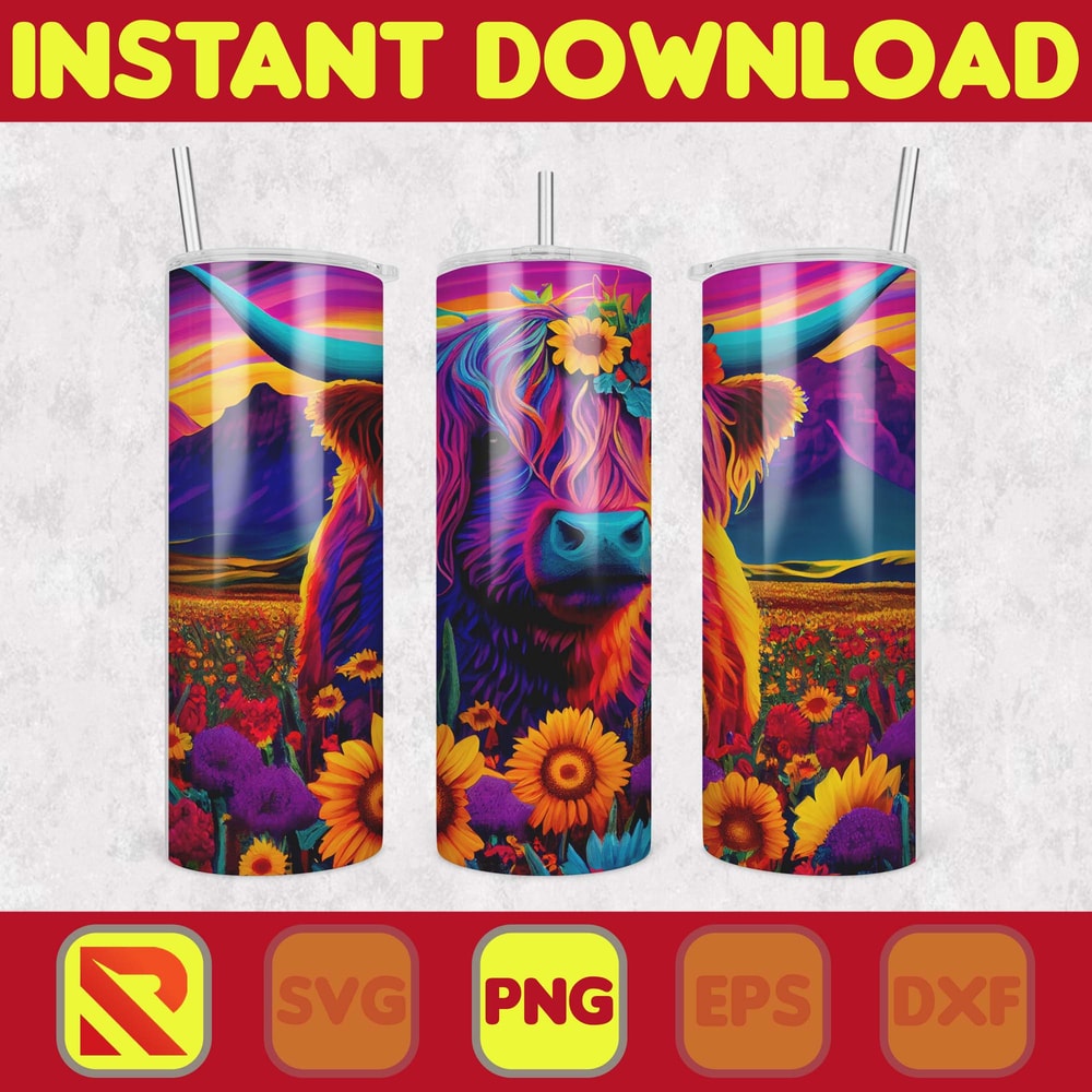 Highland Cow Tumbler Wrap, Western 20 oz Skinny Tumbler Sublimation Design, Custom Name Personalised Tumbler Wrap Designs PNG (67).jpg