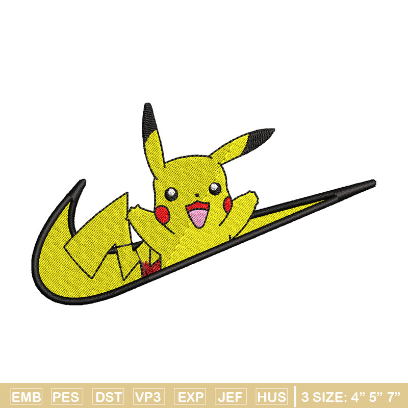Nike Pikachu embroidery design, Pokemon embroidery, Nike design, anime design, anime shirt, Digital download.jpg