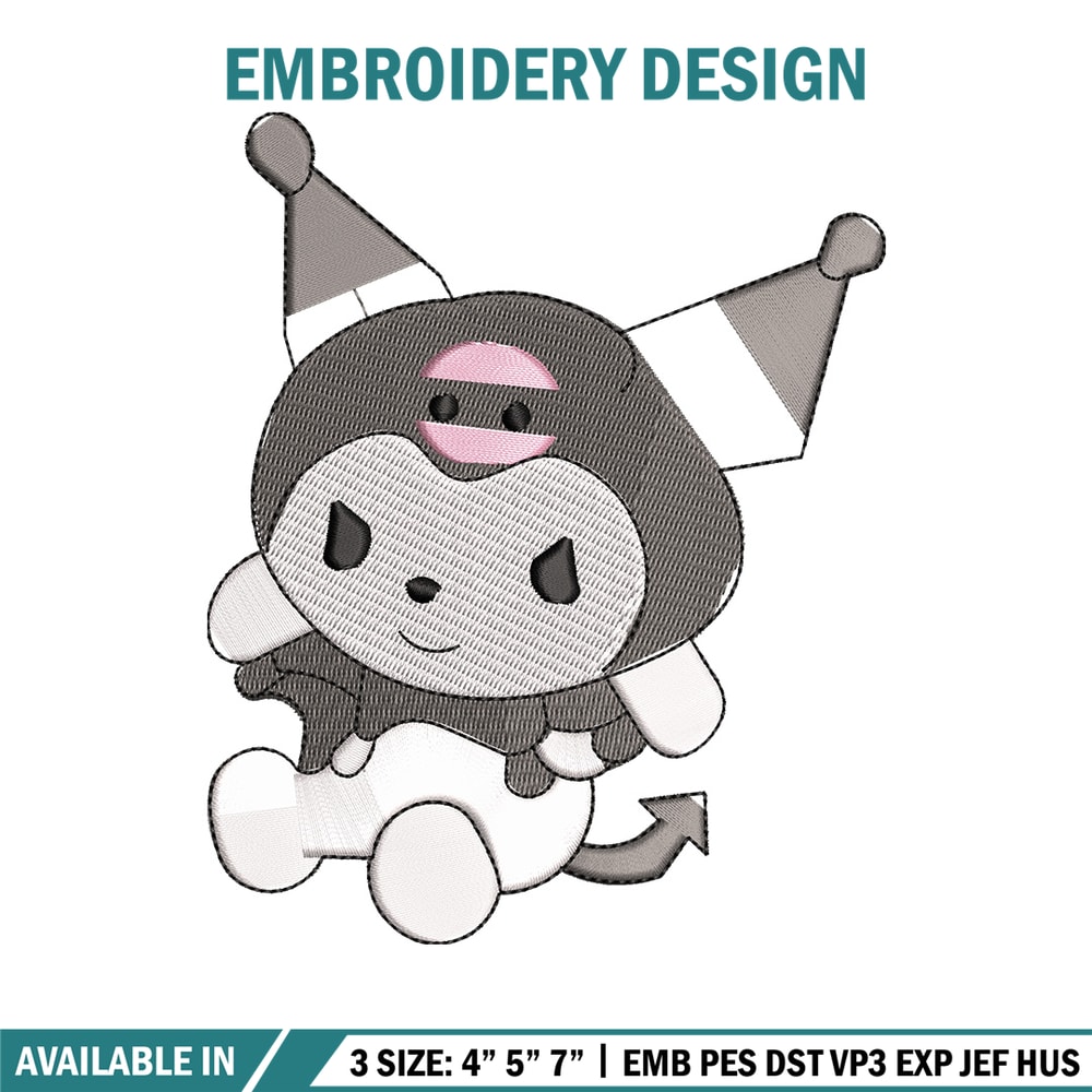 Kuromi embroidery design, Kuromi embroidery, Embroidery file, Embroidery shirt, Emb design, Digital download.jpg