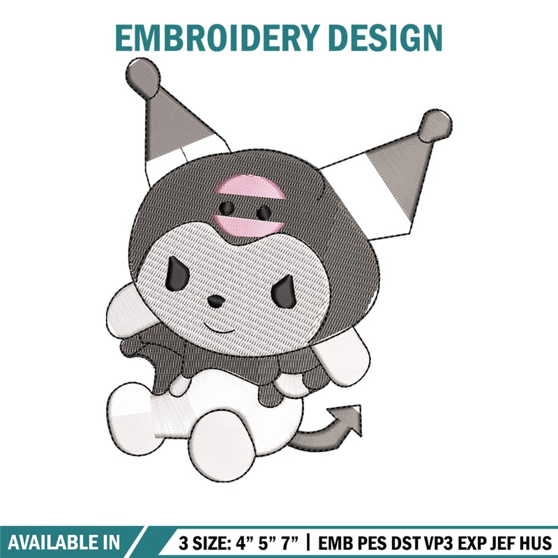 Kuromi embroidery design, Kuromi embroidery, Embroidery file, Embroidery shirt, Emb design, Digital download.jpg