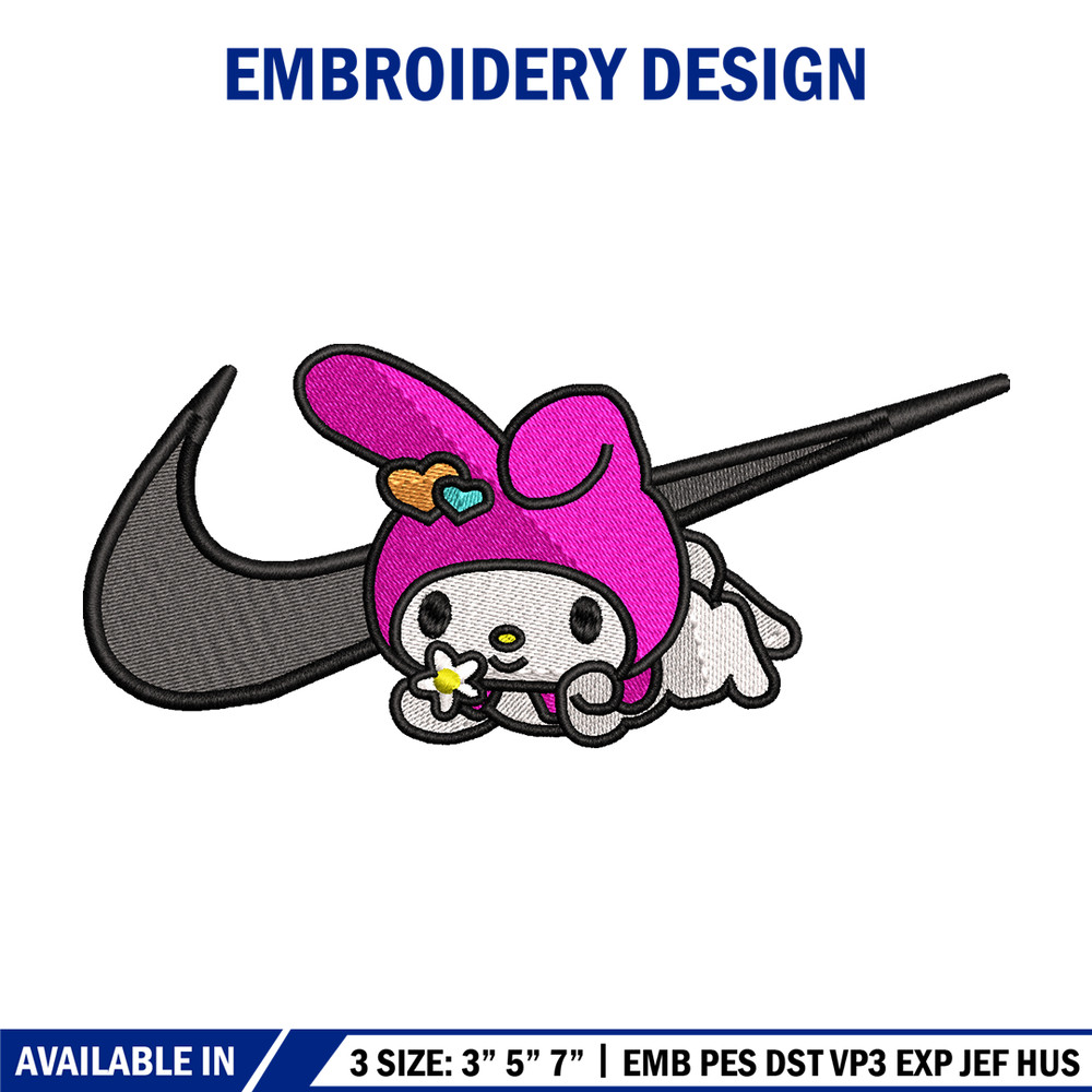 Kuromi Nike embroidery design, Hello kitty embroidery, Nike design, cartoon design, cartoon shirt, Digital download.jpg