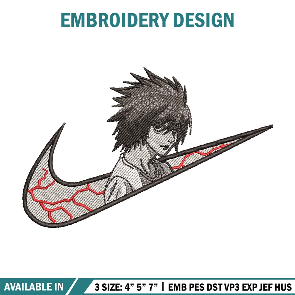 L x nike embroidery design, Death note embroidery, Nike design, Embroidery shirt, Embroidery file, Digital download.jpg