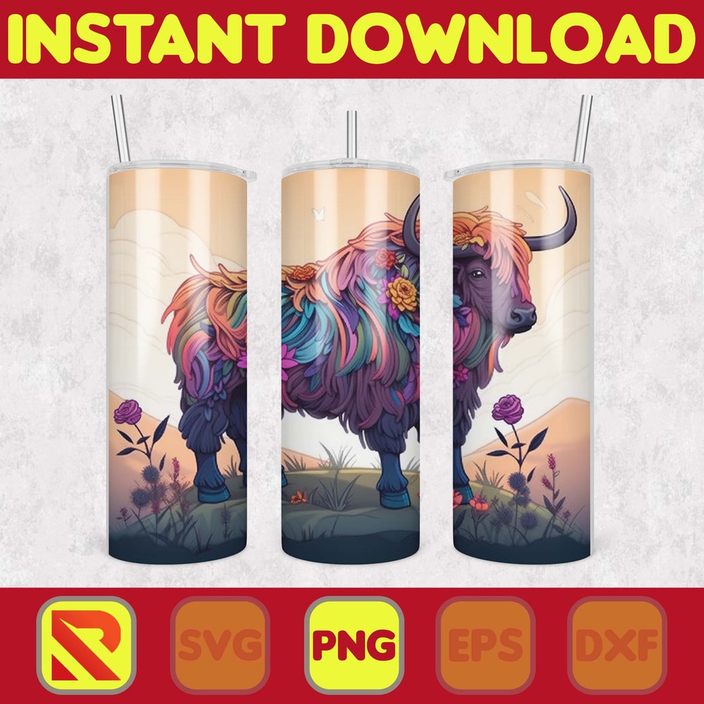 Highland Cow Tumbler Wrap, Western 20 oz Skinny Tumbler Sublimation Design, Custom Name Personalised Tumbler Wrap Designs PNG (69).jpg