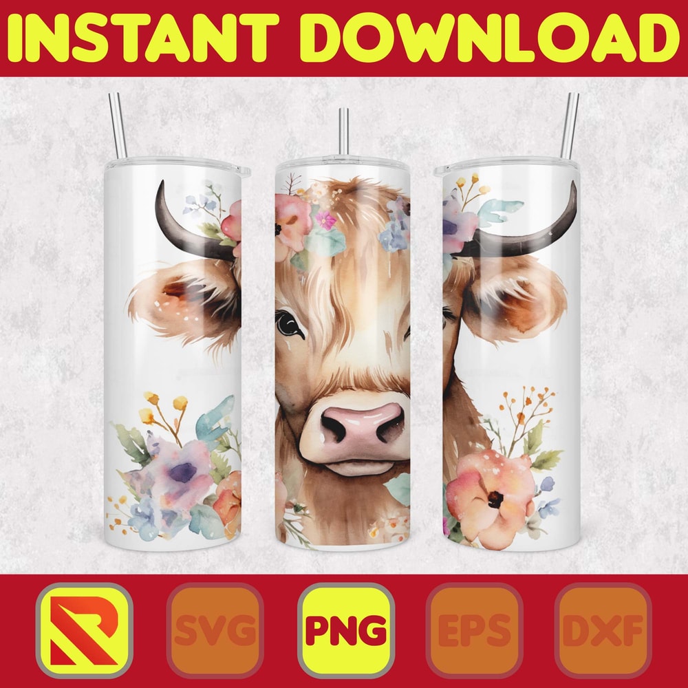 Highland Cow Tumbler Wrap, Western 20 oz Skinny Tumbler Sublimation Design, Custom Name Personalised Tumbler Wrap Designs PNG (70).jpg