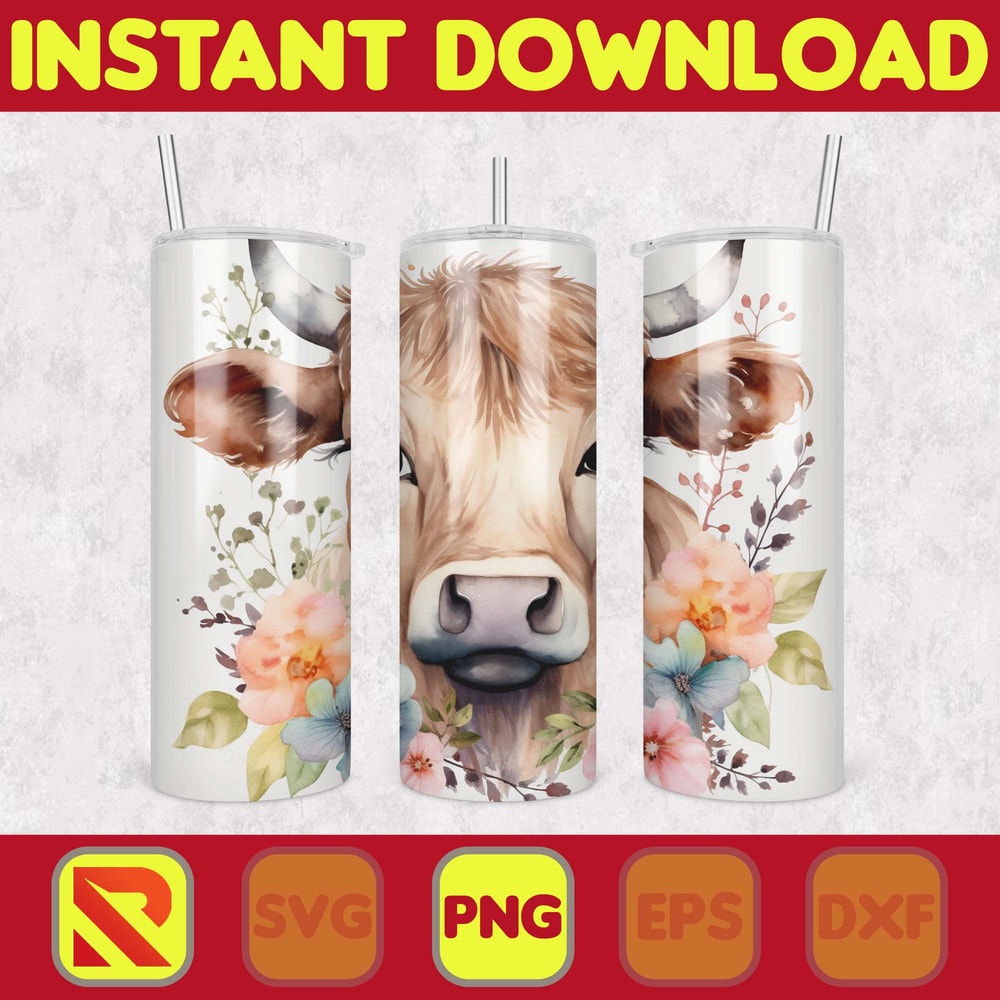 Highland Cow Tumbler Wrap, Western 20 oz Skinny Tumbler Sublimation Design, Custom Name Personalised Tumbler Wrap Designs PNG (71).jpg