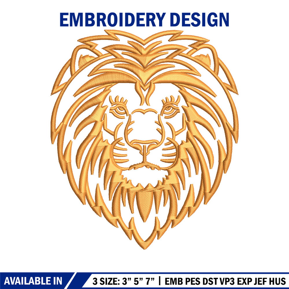 Lion face embroidery design, Lion embroidery, Embroidery file, Embroidery shirt, Emb design, Digital download.jpg