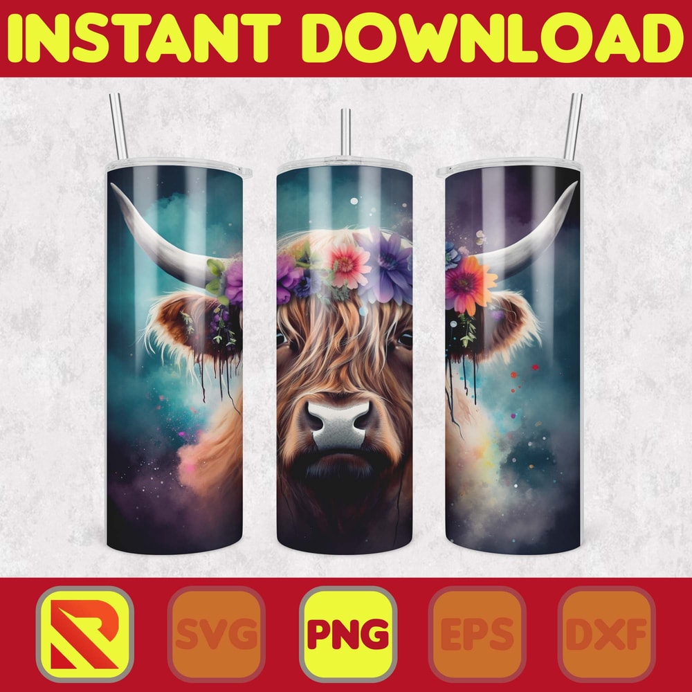 Highland Cow Tumbler Wrap, Western 20 oz Skinny Tumbler Sublimation Design, Custom Name Personalised Tumbler Wrap Designs PNG (72).jpg