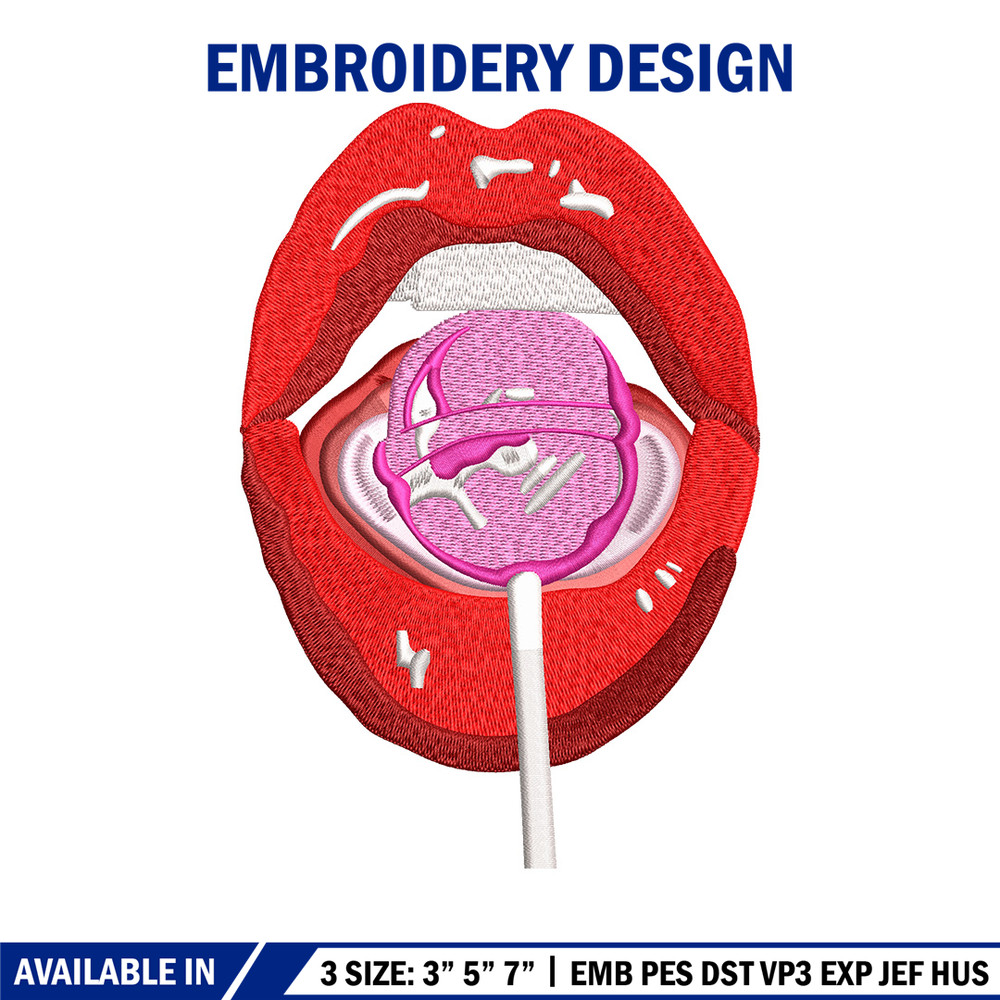 Lips lollipop embroidery design, Lips embroidery, Embroidery file, Embroidery shirt, Emb design, Digital download.jpg