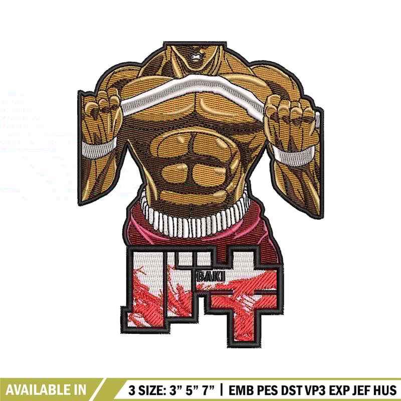 Baki body embroidery design, Baki embroidery, Anime design, Embroidery shirt, Embroidery file, Digital download.jpg