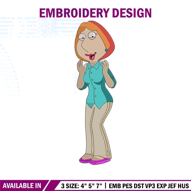 Lois Griffin embroidery design, Family guy embroidery, Embroidery file, Embroidery shirt, Emb design, Digital download.jpg
