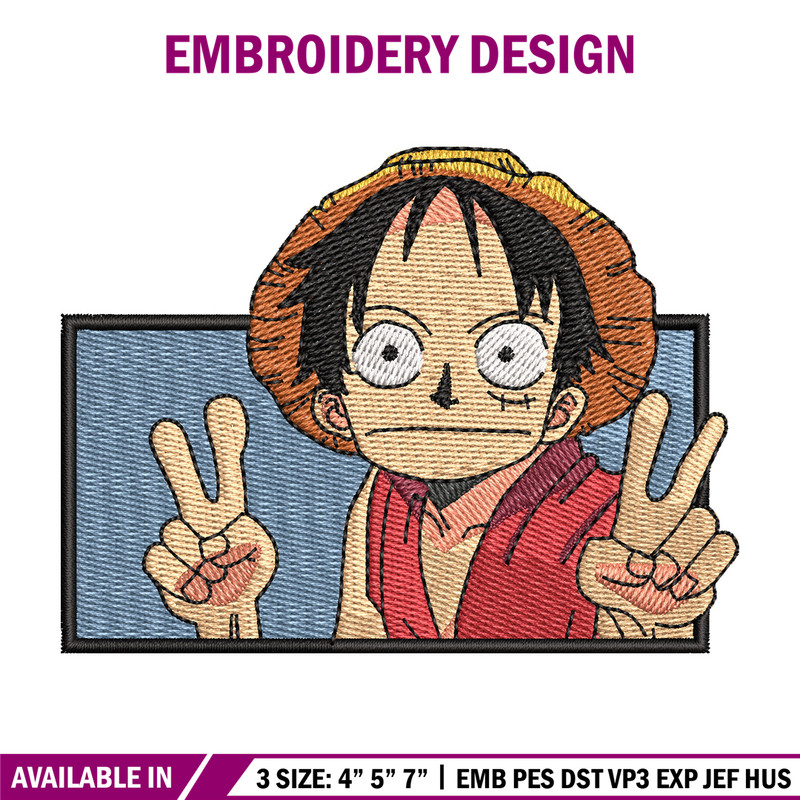 Luffy funny embroidery design, One piece embroidery, Anime design, Embroidery shirt, Embroidery file, Digital download.jpg
